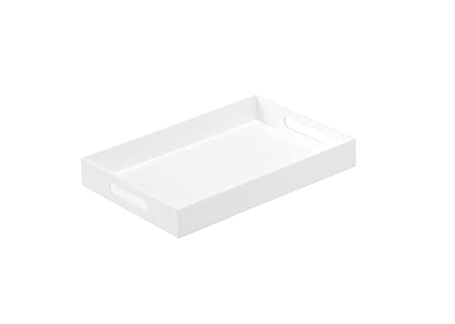Glossy White Sturdy Acrylic Serving Tray with Handles