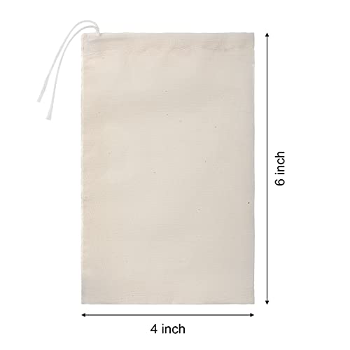 50 Pcs Cheese Cloth Tea Bags 4 x 6 Inch for Straining Reusable Tea Filter Loose Empty Soup Spice Bags for Cooking Cold Brew Coffee Muslin Strainer