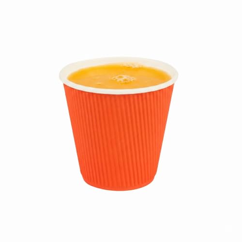 Ripple Wall Coffee Cups 25 Count 8 Ounce Insulated Tangerine Orange Paper Cups