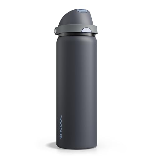 Insulated Water Bottle with Straw Stainless Steel Water Bottle with Push Button Lid