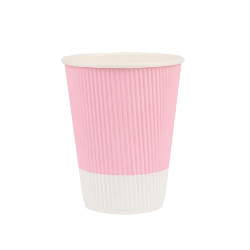 Ripple Wall Coffee Cups 25 Count 12 Ounce Insulated Light Pink Paper Cups
