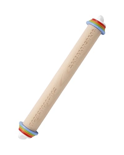 16.7" Rolling Pin with Thickness Rings for Cookies