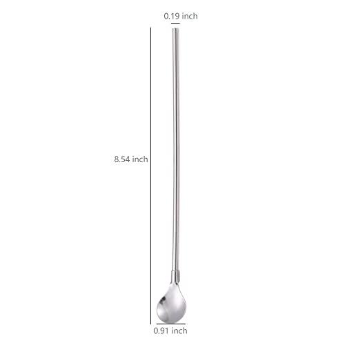 Reusable Stainless Steel Long Handle Straws Spoon