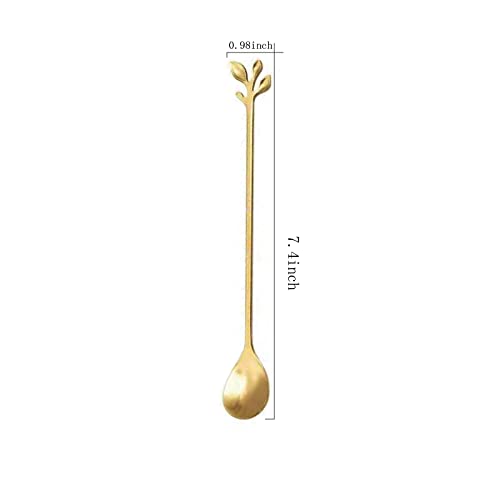 6 Pack Gold Leaf Long Handle Spoons (6 Count)
