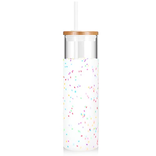 28 oz Glass Tumbler with Lids and Straws