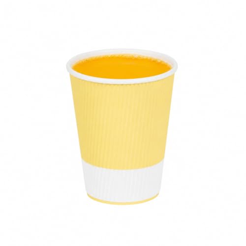 Ripple Wall Coffee Cups 500 Count 12 Ounce Insulated Light Yellow Paper Cups