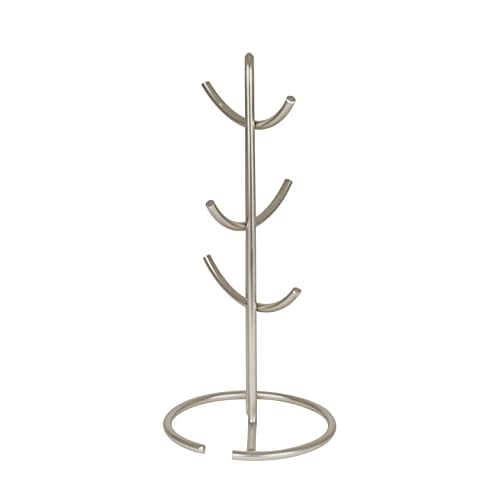 Euro 6 Mug Holder for Storage and Organization of Coffee and Tea Mugs Satin Nickel