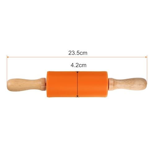 Silicone Rolling Pins for Baking 9 Inch Wooden Handle Non Stick Rolling Pin Small Roller Playdough Rolling Pins for Dough Pizza Pastry Fondant Kitchen