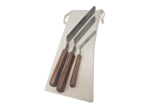 Offset Stainless Steel Spatula Set with Wood Handles and Storage