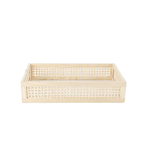Rectangular Wooden Bamboo Serving Tray with Handles
