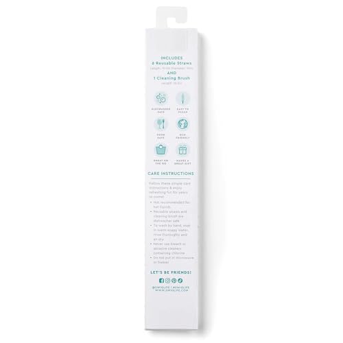 Pack of 6 Reusable Plastic Straws with Cleaning Brush (6 Count)
