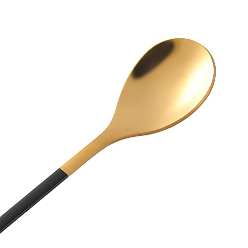 Elegant Black & Gold Leaf Coffee Spoons (10 Count)