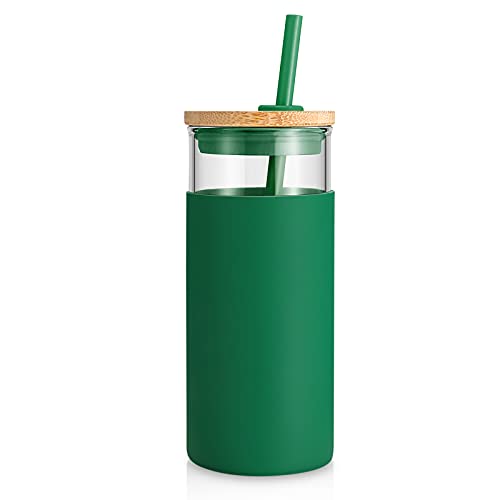 20 oz Glass Tumbler with Lids and Straws