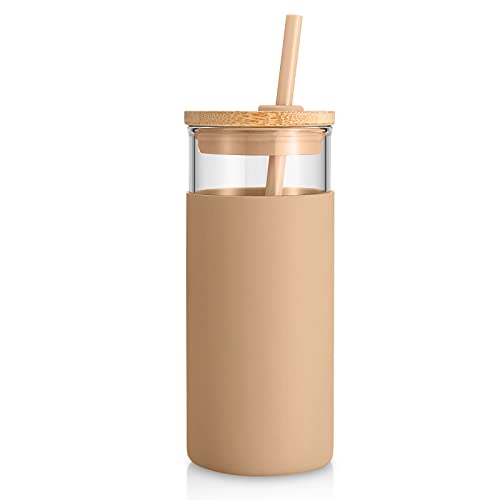 20 oz Glass Tumbler with Lids and Straws