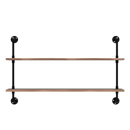 Pipe Shelves Industrial Pipe Shelving Real Wood Industrial Floating Shelves with Wood Planks 48 inch Wall Shelves Rustic Hanging Bookshelf Farmhouse Kitchen Bar Shelving
