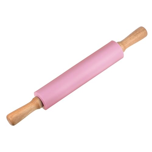 Silicone Rolling Pins for Baking 17 Inch Wooden Handle Non Stick Rolling Pin Small Roller Play Dough Rolling Pins for Dough Pizza Pastry Fondant Kitchen Baking