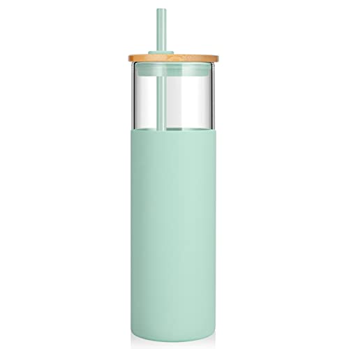 28 oz Glass Tumbler with Lids and Straws