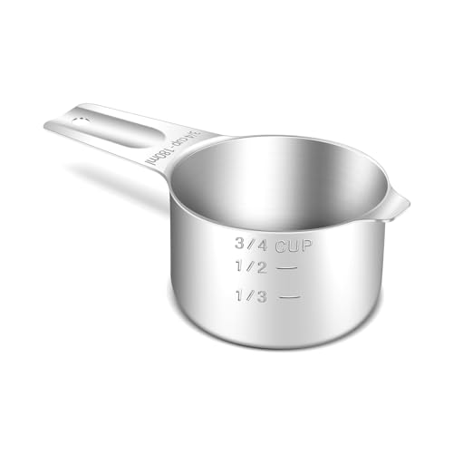 1PCS 3/4CUP (180ML, 6OZ) Measuring Cup, 18/8(304) Stainless Steel