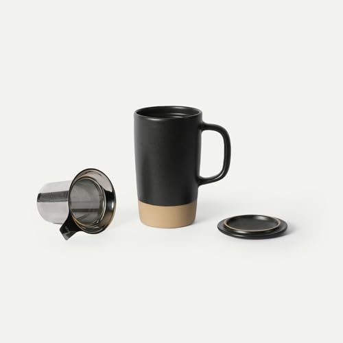 Mora Ceramics Large Tea Mug with Loose Leaf Infuser and Ceramic Lid