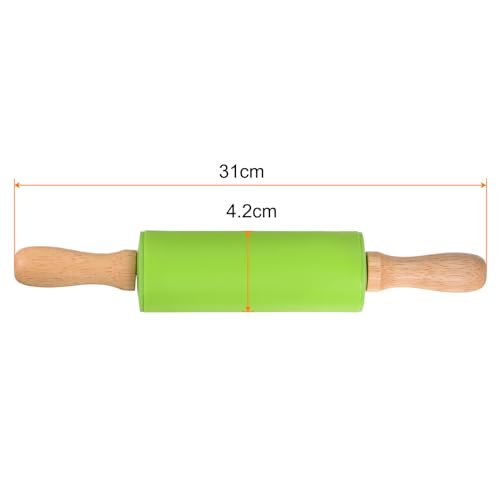 Silicone Rolling Pins for Baking 12 Inch Wooden Handle Non Stick Rolling Pin Small Roller Playdough Rolling Pins for Dough Pizza Pastry Fondant Kitchen