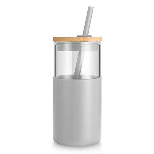 16 oz Glass Tumbler with Lids and Straws