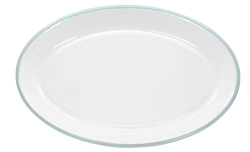 Set of 4 Enamelware Metal Classic 13" Serving Oval Tray Platter (4 Count)