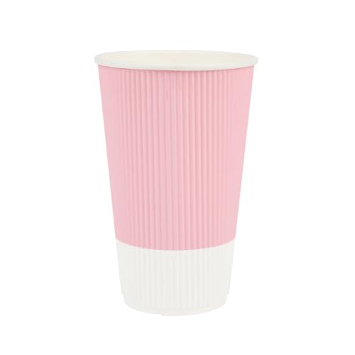 Ripple Wall Coffee Cups 25 Count 16 Ounce Insulated Light Pink Paper Cups