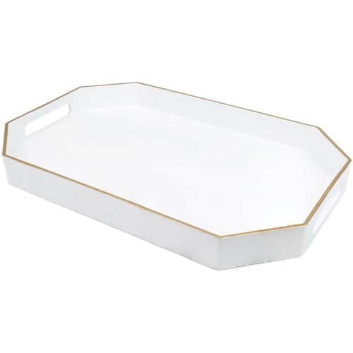 White Decorative Tray with Handles