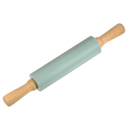 Silicone Rolling Pins for Baking 15 Inch Wooden Handle Non Stick Rolling Pin Small Roller Playdough Rolling Pins for Dough Pizza Pastry Fondant Kitchen