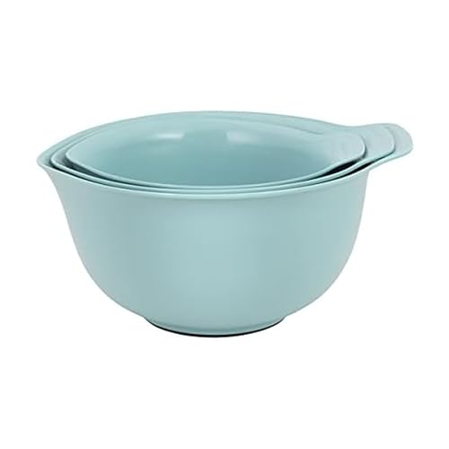 Universal Nesting Plastic Mixing Bowls with Non Slip Base and Pour Spout (3 Count)