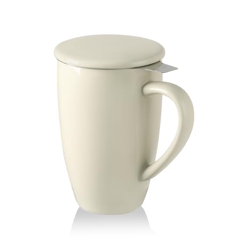Sweejar Porcelain Tea Mug with Infuser and Lid