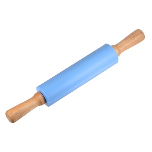 Silicone Rolling Pins for Baking 15 Inch Wooden Handle Non Stick Rolling Pin Small Roller Playdough Rolling Pins for Dough Pizza Pastry Fondant Kitchen