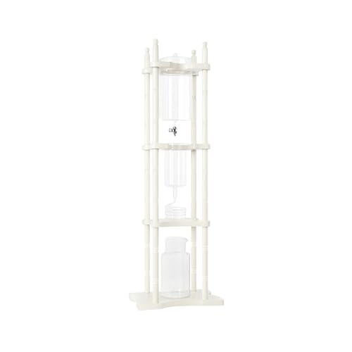 Cold Brew Drip Tower Iced Coffee Maker Glass Wooden Stand 25 Cups white (25 Count)