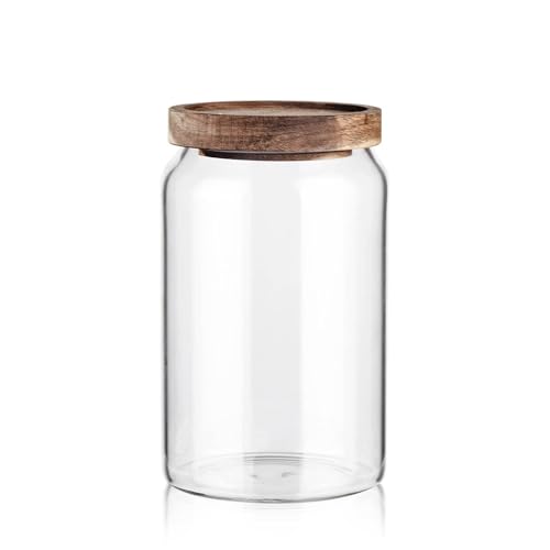 Glass Storage Container Airtight Food Jars Kitchen Canister with Wood Lids