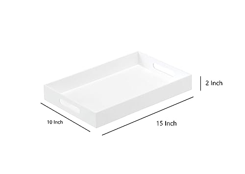 Glossy White Sturdy Acrylic Serving Tray with Handles