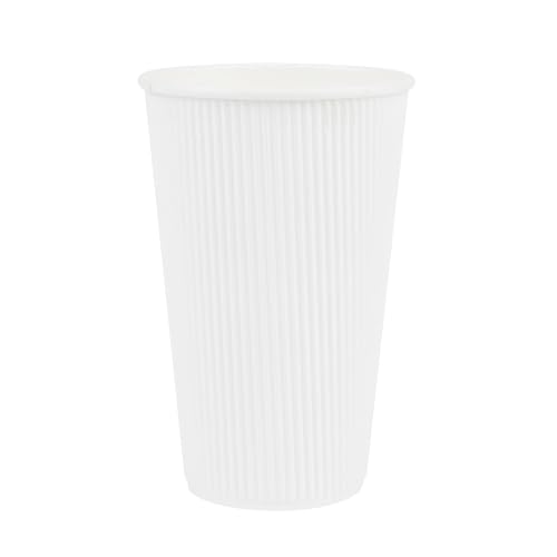Ripple Wall Coffee Cups 25 Count 16 Ounce Insulated White Paper Cups