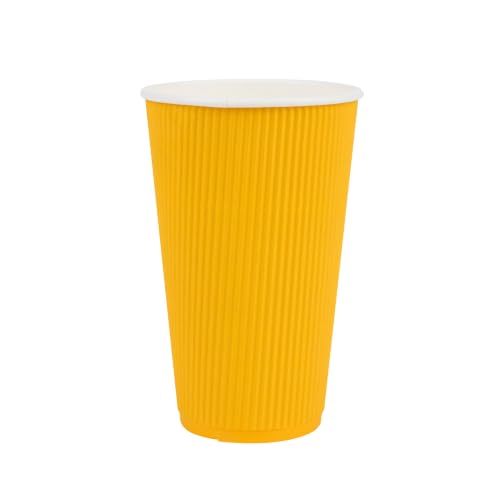 Ripple Wall Coffee Cups 25 Count 16 Ounce Insulated Yellow Paper Cups