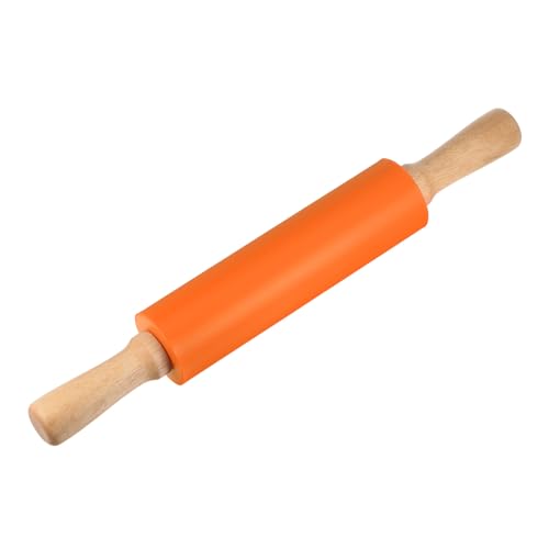 Silicone Rolling Pins for Baking 15 Inch Wooden Handle Non Stick Rolling Pin Small Roller Playdough Rolling Pins for Dough Pizza Pastry Fondant Kitchen