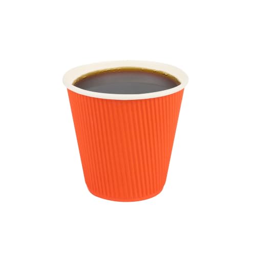 Ripple Wall Coffee Cups 25 Count 8 Ounce Insulated Tangerine Orange Paper Cups