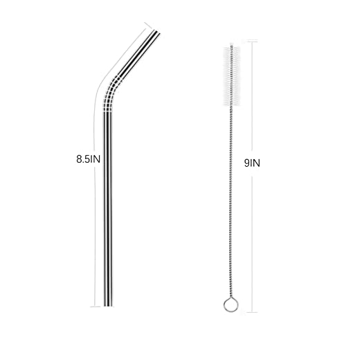 25 Piece Set Stainless Steel Straws Long 8.5 Inch Drinking Metal Straws Reusable Drinking Straws for 20 OZ