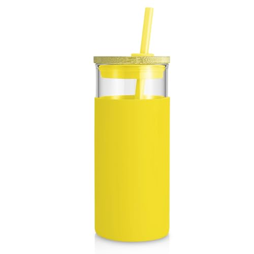 20 oz Glass Tumbler with Lids and Straws