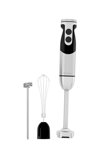 3-in-1 Immersion Hand Blender, Powerful MOTOR 12-Speed Stick Blender with Sturdy Titanium Plated Stainless Steel Blades