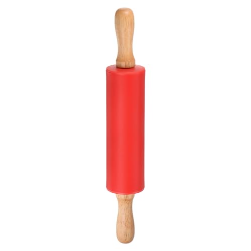Silicone Rolling Pins for Baking 12 Inch Wooden Handle Non Stick Rolling Pin Small Roller Playdough Rolling Pins for Dough Pizza Pastry Fondant Kitchen