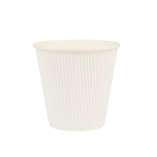 Ripple Wall Coffee Cups 500 Count 8 Ounce Insulated White Paper Cups