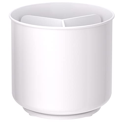 Jumbo XL Rotating White Plastic Utensil Holder Caddy with Sturdy No