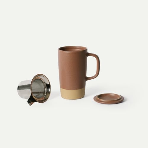 Mora Ceramics Large Tea Mug with Loose Leaf Infuser and Ceramic Lid