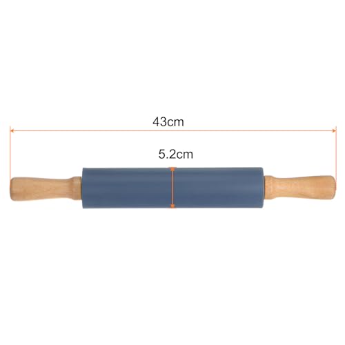 Silicone Rolling Pins for Baking 17 Inch Wooden Handle Non Stick Rolling Pin Small Roller Playdough Rolling Pins for Dough Pizza Pastry Fondant Kitchen
