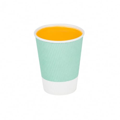 Ripple Wall Coffee Cups 500 Count 12 Ounce Insulated Light Green Paper Cups
