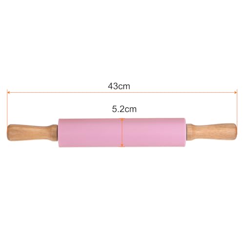Silicone Rolling Pins for Baking 17 Inch Wooden Handle Non Stick Rolling Pin Small Roller Play Dough Rolling Pins for Dough Pizza Pastry Fondant Kitchen Baking