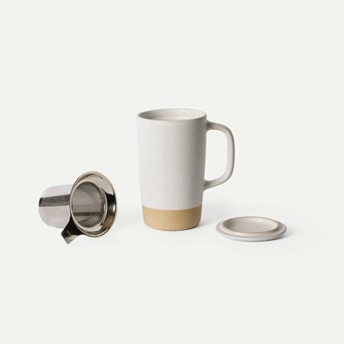 Mora Ceramics Large Tea Mug with Loose Leaf Infuser and Ceramic Lid